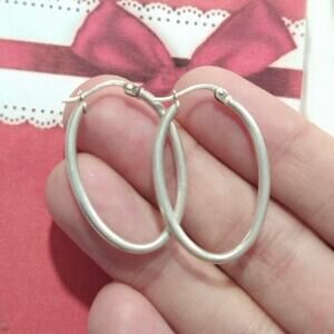 FAS 925 Sterling Silver Hoop Huggie Earrings Oval Signed Jewelry Lot